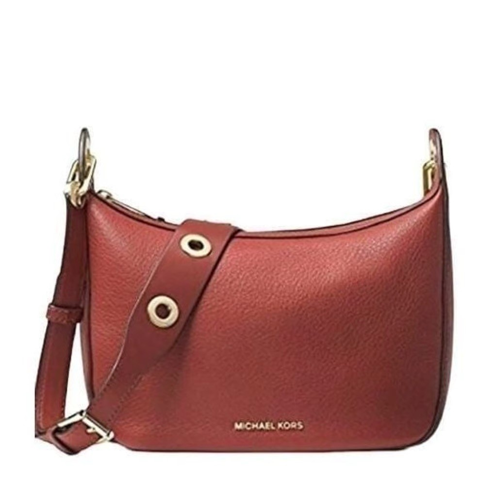 Michael Michael Kors Raven Medium Messenger Crossbody Leather Bag Brick