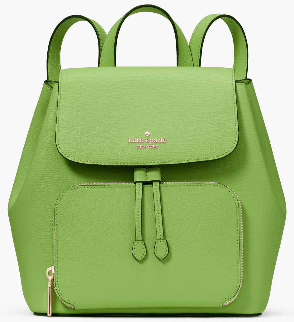 Kate Spade Kristi Medium Flap Backpack Turtle Green Leather KA695 NWT $379 MSRP