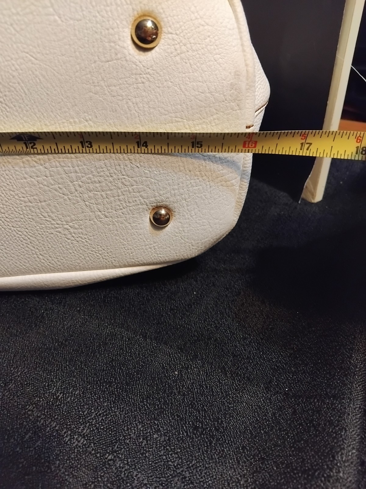Black Rivet Purse 2-Tone White & Brown Double Handle Bag w/braided Handles