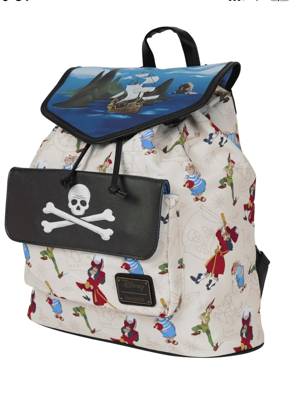 Loungefly Peter Pan Exclusive Captain Hook Pirate Ship Drawstring Full-Size Back