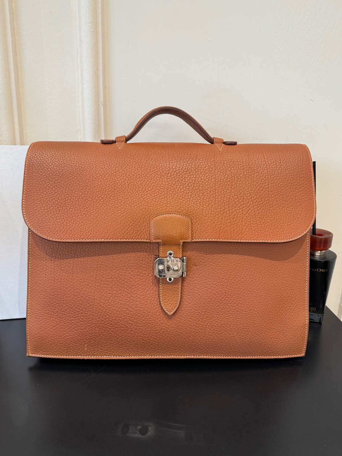 Vintage Hermes Sac à Dépêches Leather Top Handle Bag Gold Silver-Tone eBay AG