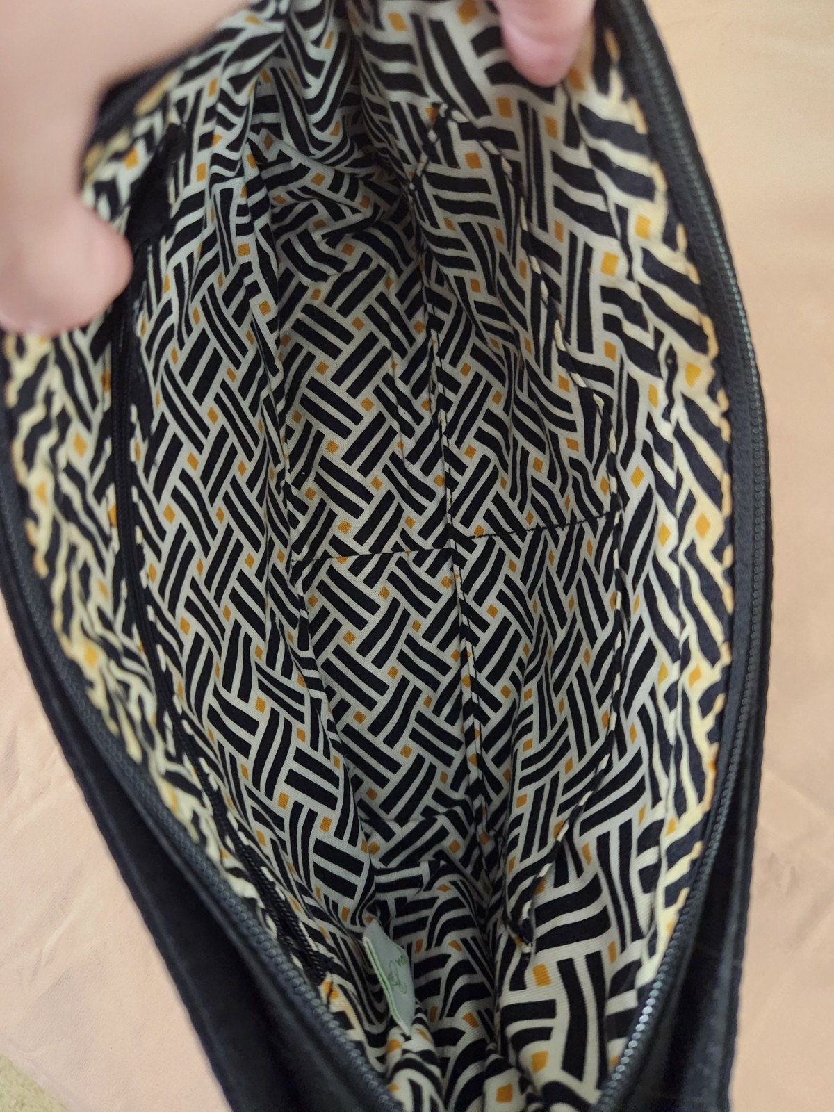 Vera Bradley Solid Black Quilted Purse Handbag Lined Lightweight Microfiber GUC