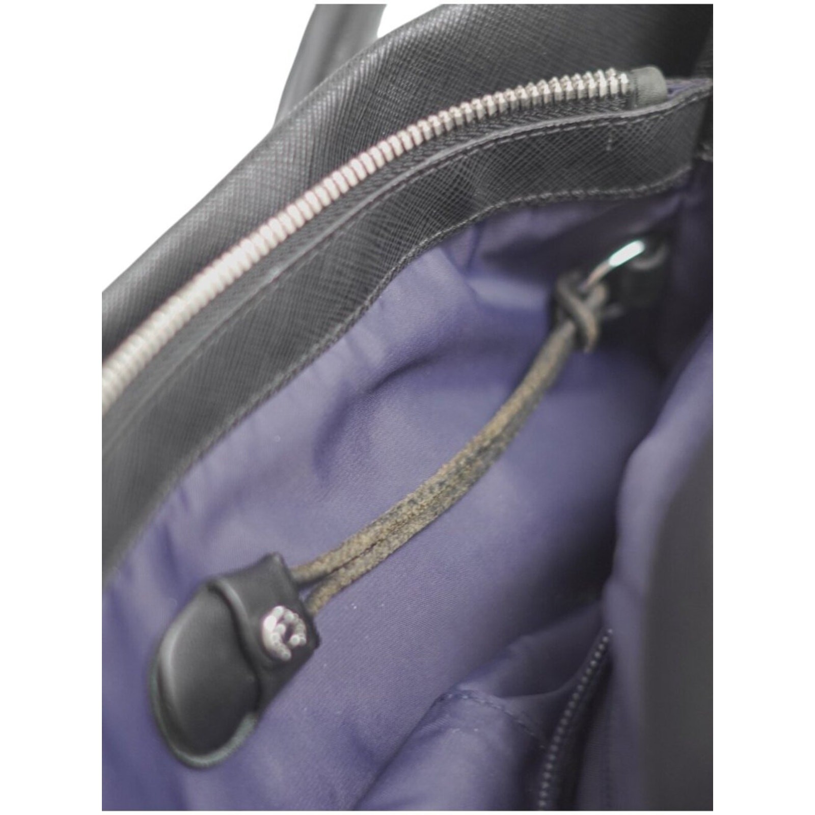 TUMI Villa Turin Commute Tote 73105D2 Black Canvas Leather Trim Lock Key