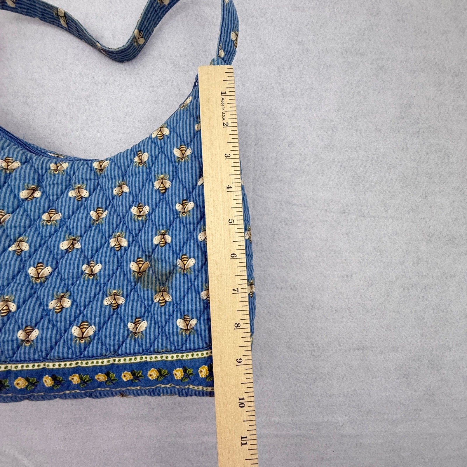 Vera Bradley Blue Quilted Bee Molly Shoulder Bag Blue Bee Quilted Floral Cotton