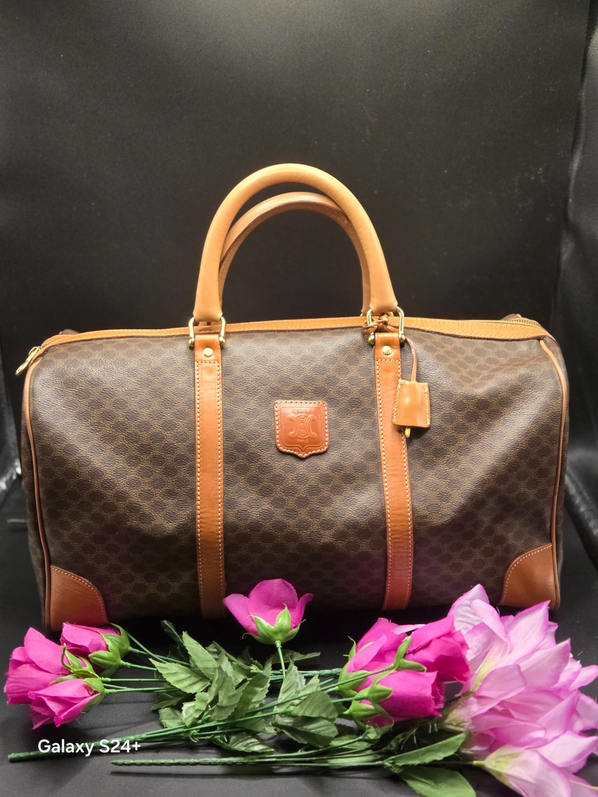 CELINE Macadam Boston Bag M13 Travel Duffle Bag Brown ^AUTHENTIC^