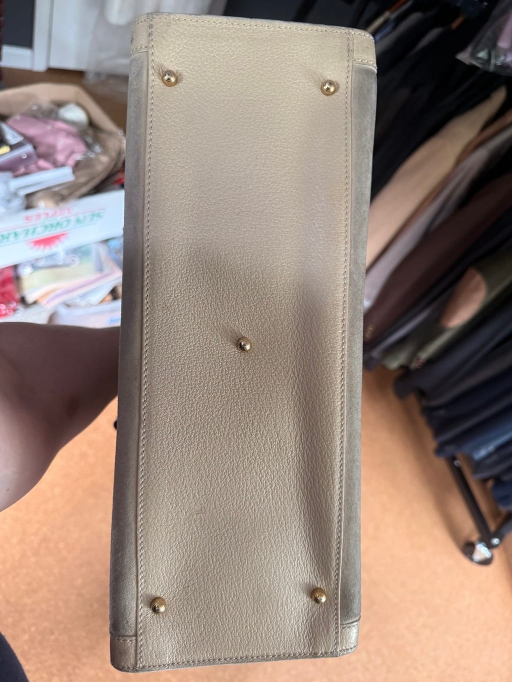 Gucci Vintage Gray Leather Bamboo Handle Handbag Unisex