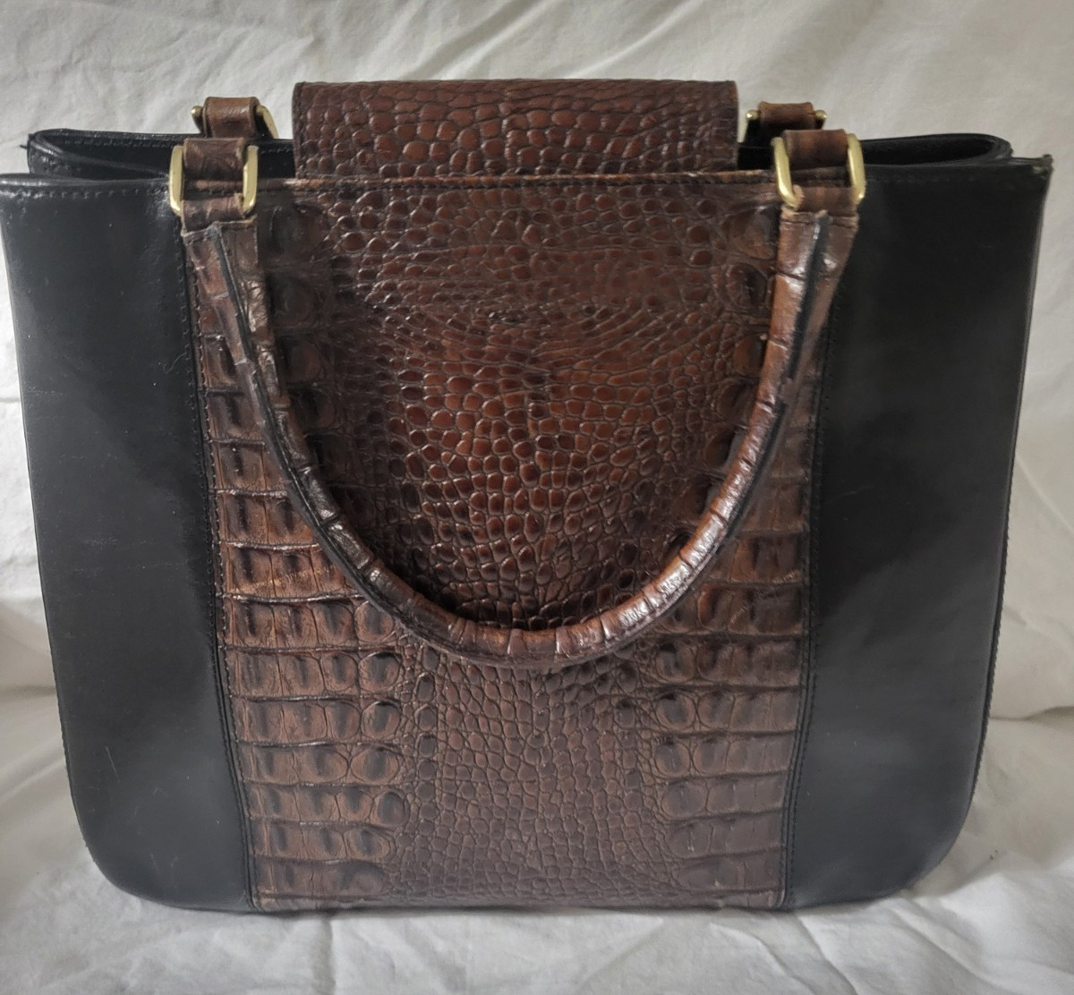 Vintage Brahmin Tuscan Collection, Two Toned Melbourne Satchel / Featuring Croco