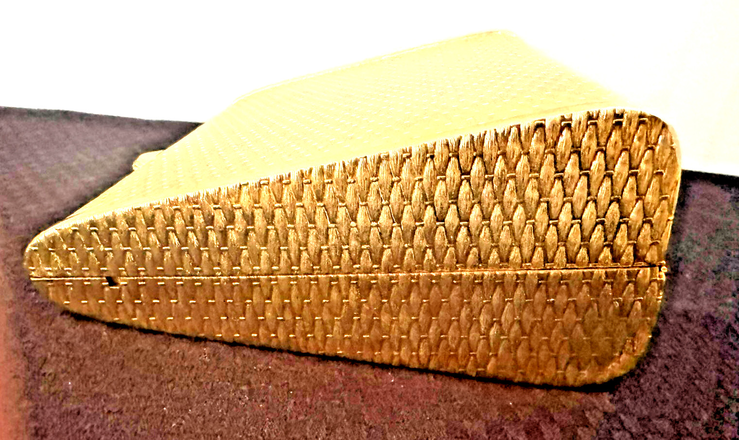 Vintage Fendi HardCase Minaudiere Gold Metal Evening Clutch 70s 80s S.A.S. Roma