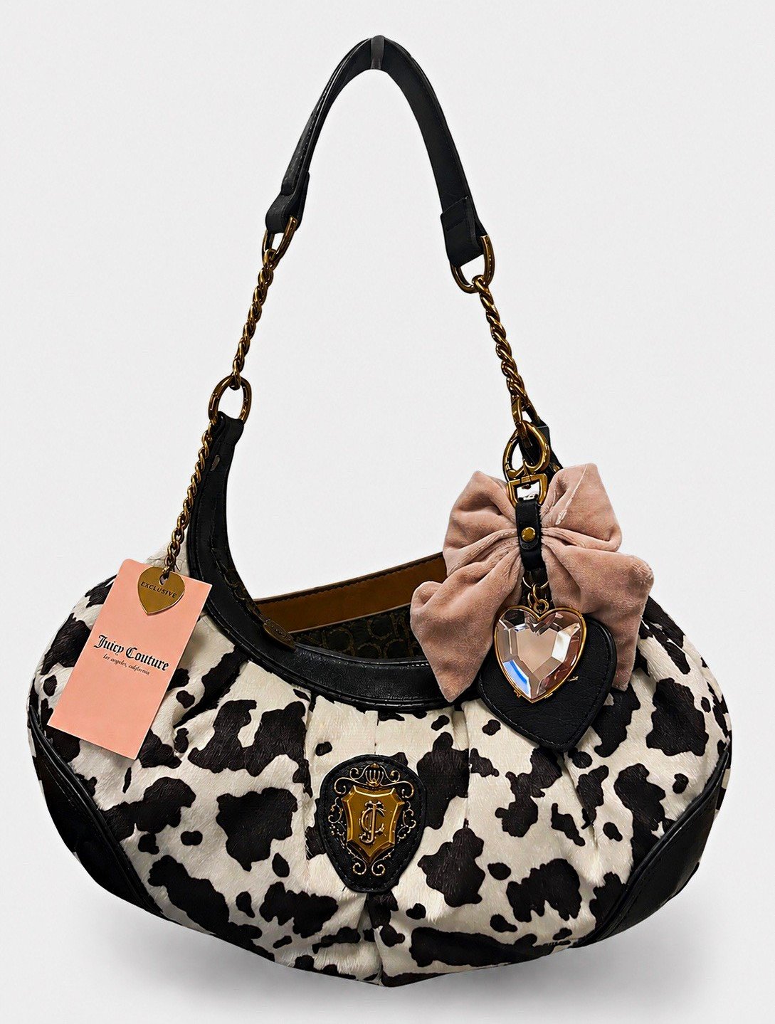 Juicy Couture “Juicy Romance Cow Print Hobo/Coho” Bag, black