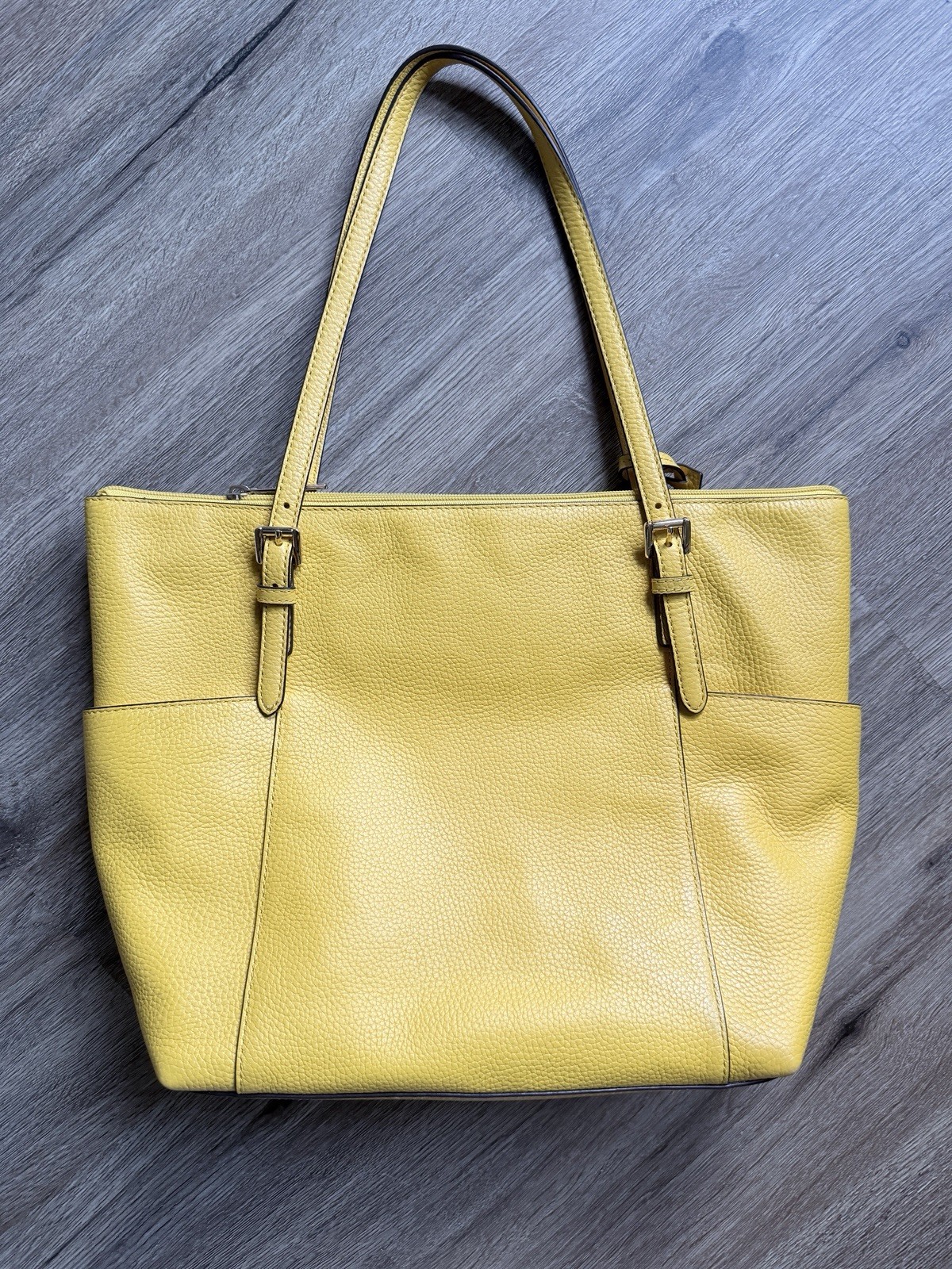 Michael Kors Yellow Medium Tote Shoulder Bag Zip Closure Gold Hardware