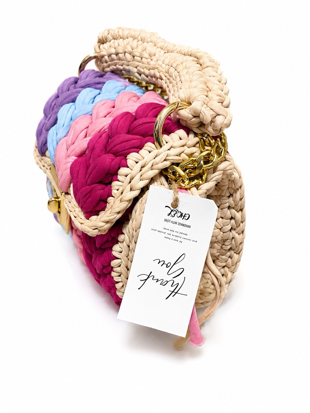 Chic Multicolor Braided Top Handle Bag Turn Lock Tassel Chain Strap Lined Small