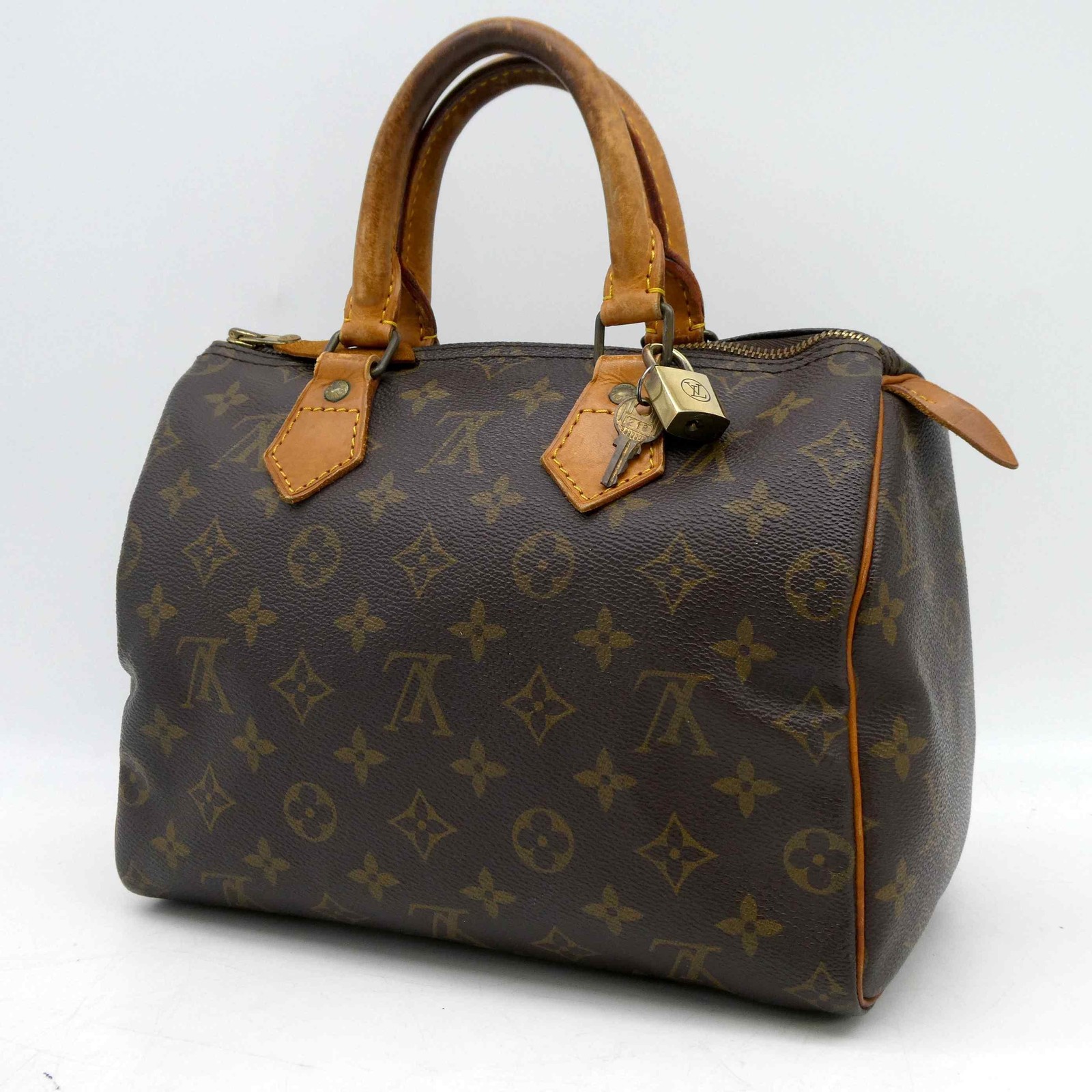 LOUIS VUITTON Speedy 25 M41528 Monogram Shoulder Hand Bag PVC Padlock 1083