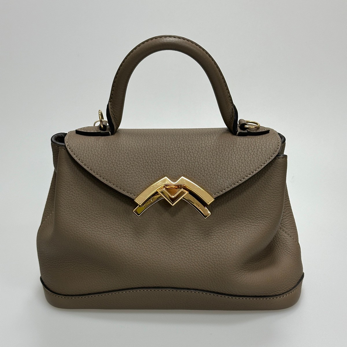 Moynat Gaby Small Grey Leather Tote Bag Gold Hardware 2012 France Shoulder