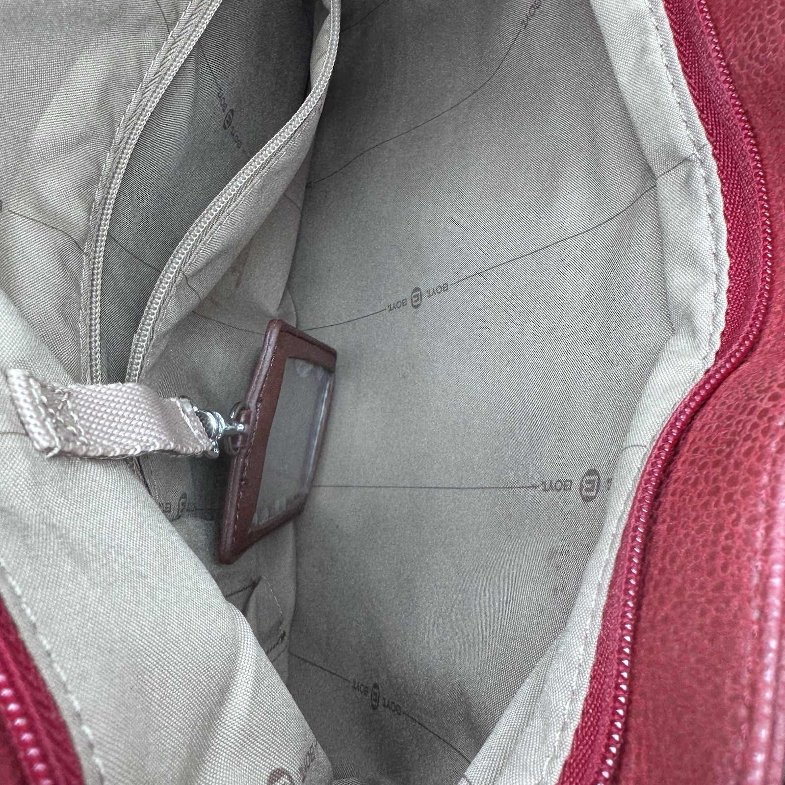 Red Boyt Leather Travel Bag With Pebbled Texture, Silver-Toned Hardware