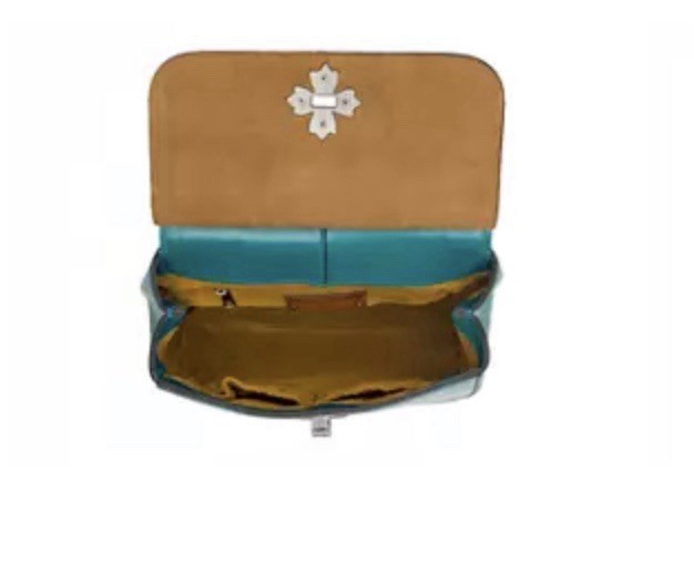 Patricia Nash Cecile Top Handle Satchel in Teal Smooth Leather Crossbody