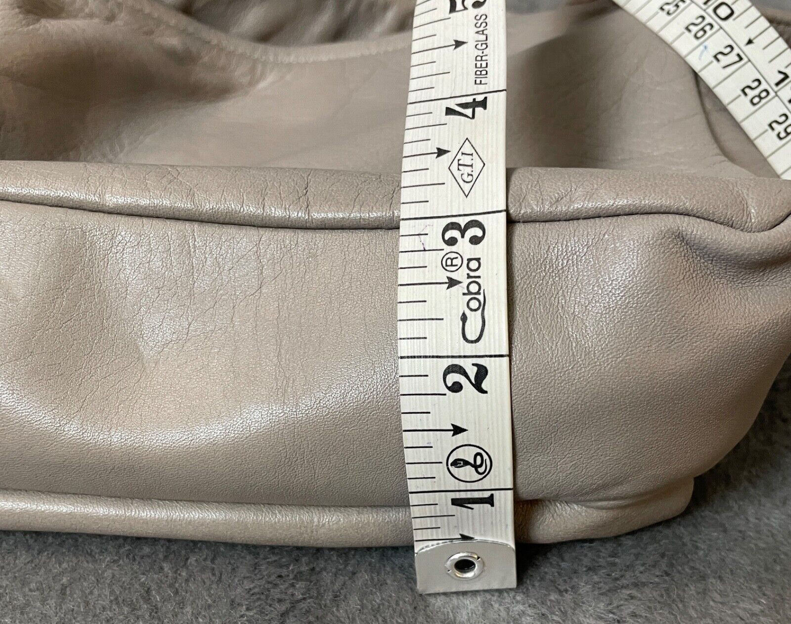 Perlina New York Womens Crossbody Handbag Gray Zip Close Outside Zip Leather