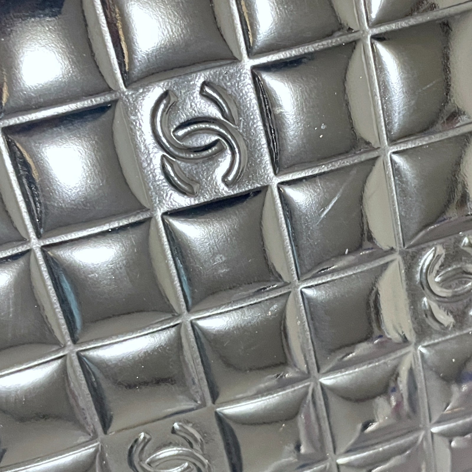 Chanel Choco Bar Enamel Tote Bag Patent Leather Coco Mark CC 7