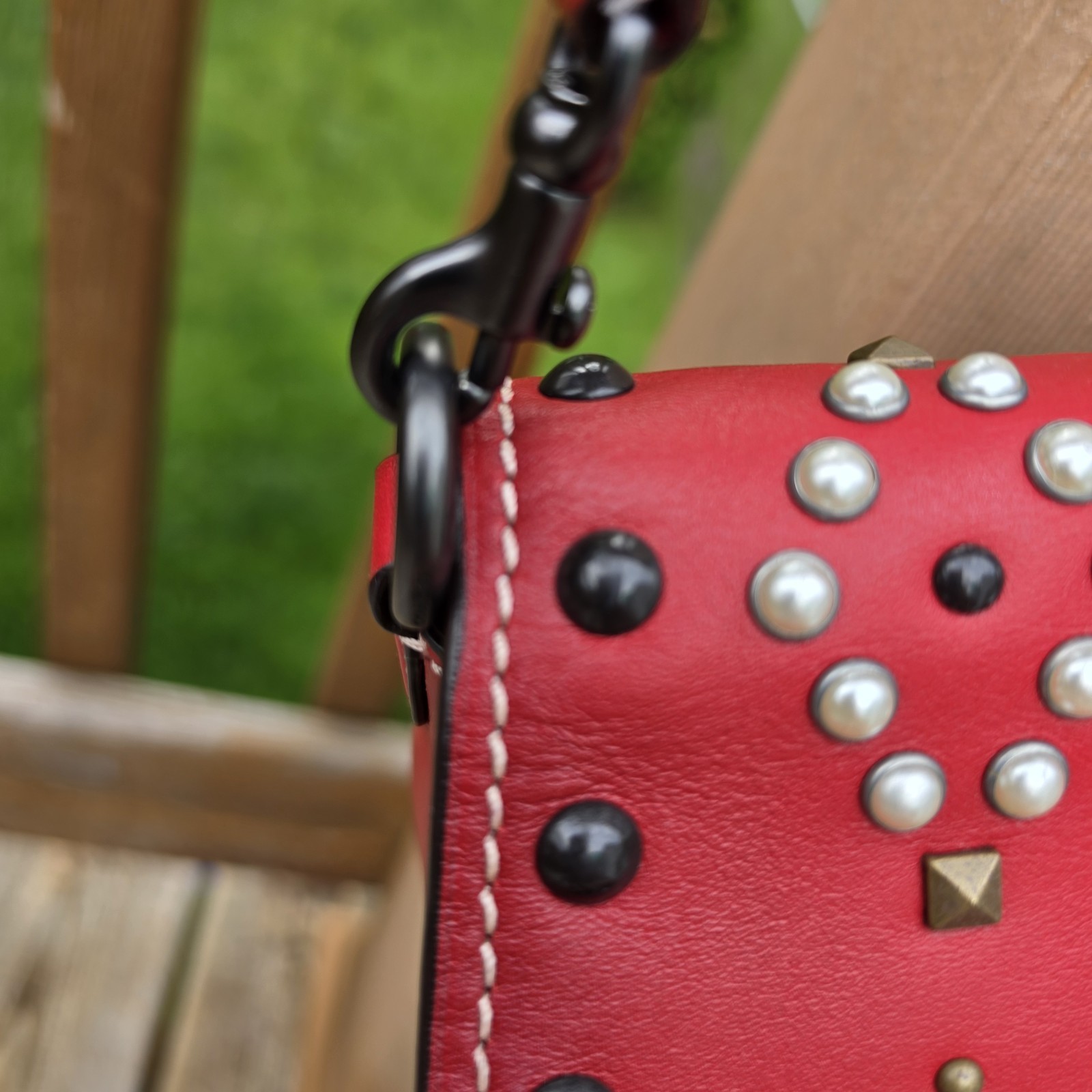 Coach 1941 Saddle 17 With Western Rivets in Red Leather – Coach 6.5 X 7 X 2 in