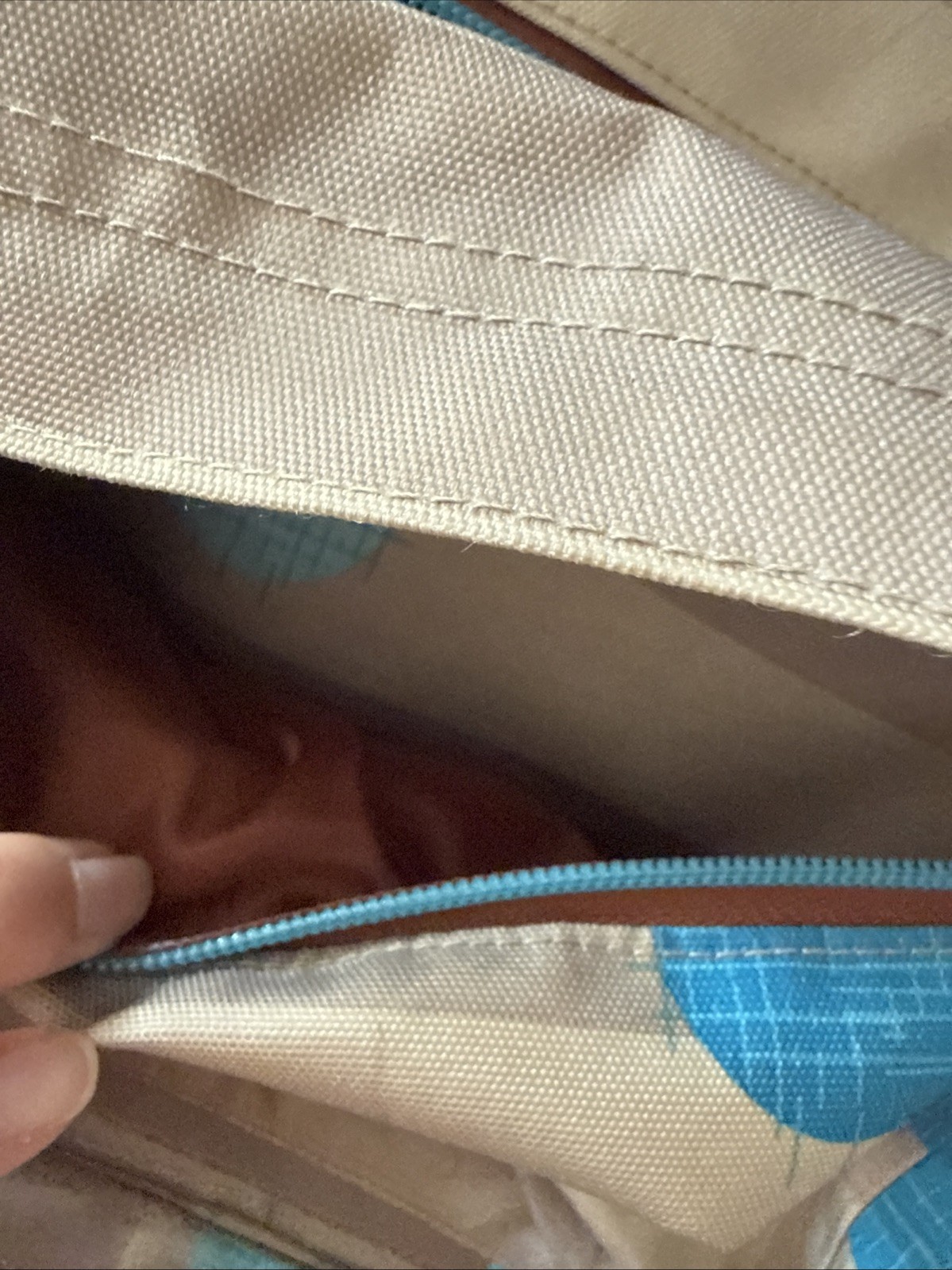 Vera Bradley Brown Bookbag with Blue Spots Pre-Owned Great Condition