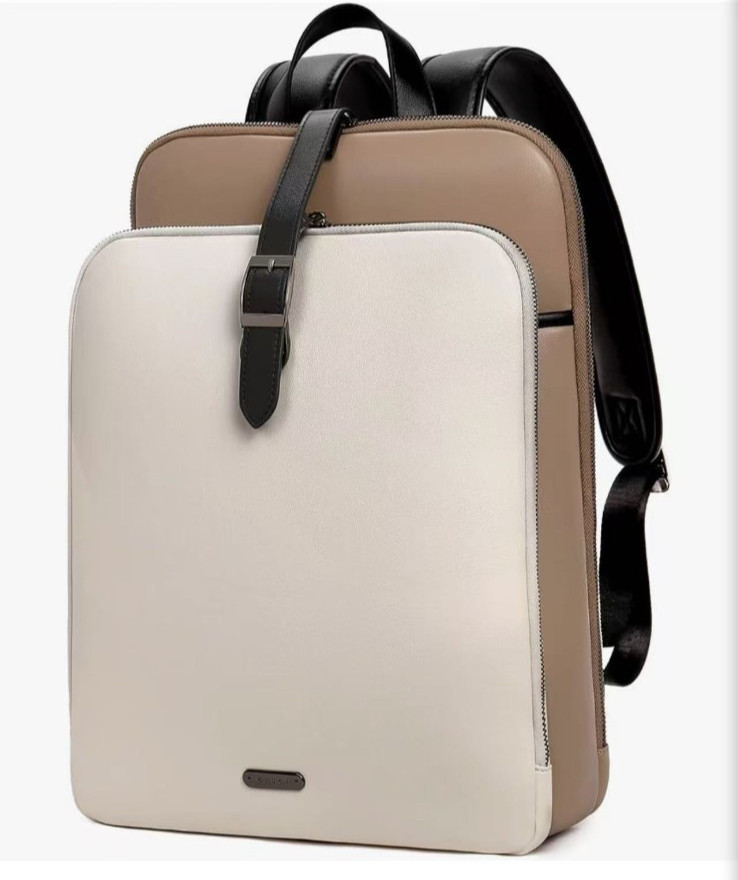 CLUCI Leather Backpack for Women, 15.6 inch Laptop Bag, Large Genuine Work Backp