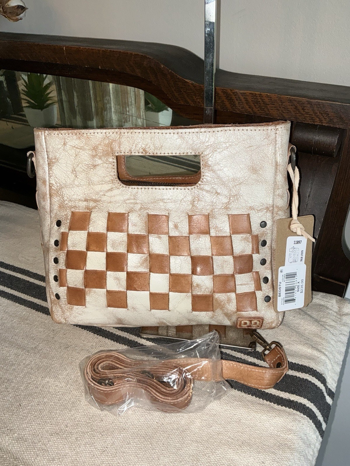 NWT Bed Stu Leather Keiki Crossbody Bag Handbag Nectar Lux Tan Rustic MSRP $235