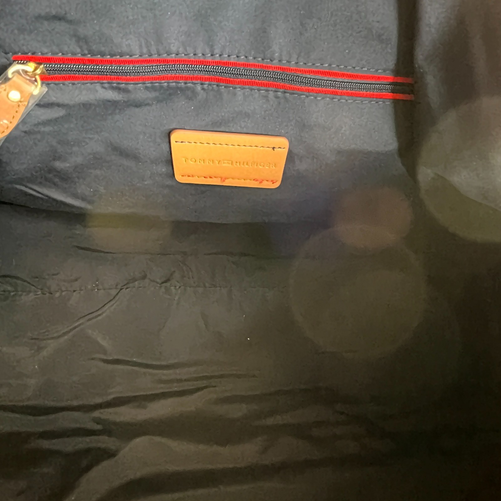 Tommy Hilfiger Duffle Bag Colorblock Navy Red White Canvas Gym Travel Weekender