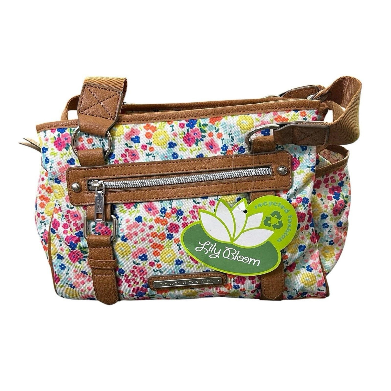 Lily Bloom Landon Satchel Pick Me Up Flowers Handbag Purse Recycled Fabric NWT