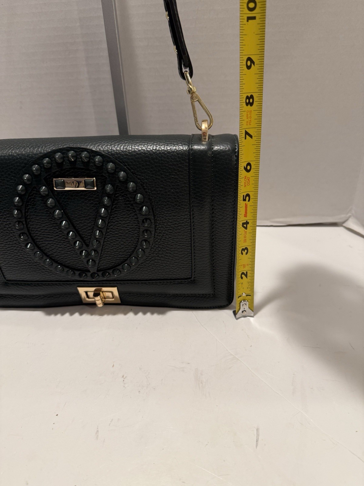 Valentino By Mario Valentino Alice Studded Shoulder Flap Bag Green Made In Italy
