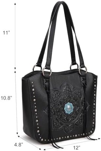Montana West Western Tooling Tote Bag with Wallet Set for Women Vintage Studd…