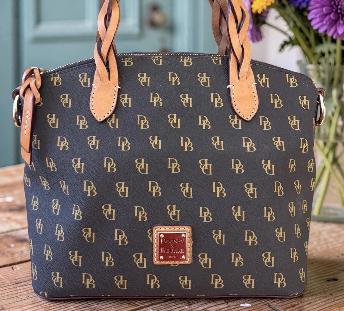 Dooney Bourke Dark Brown T’Moro Gretta Celeste Satchel DB Logo Monogram Bag DB02
