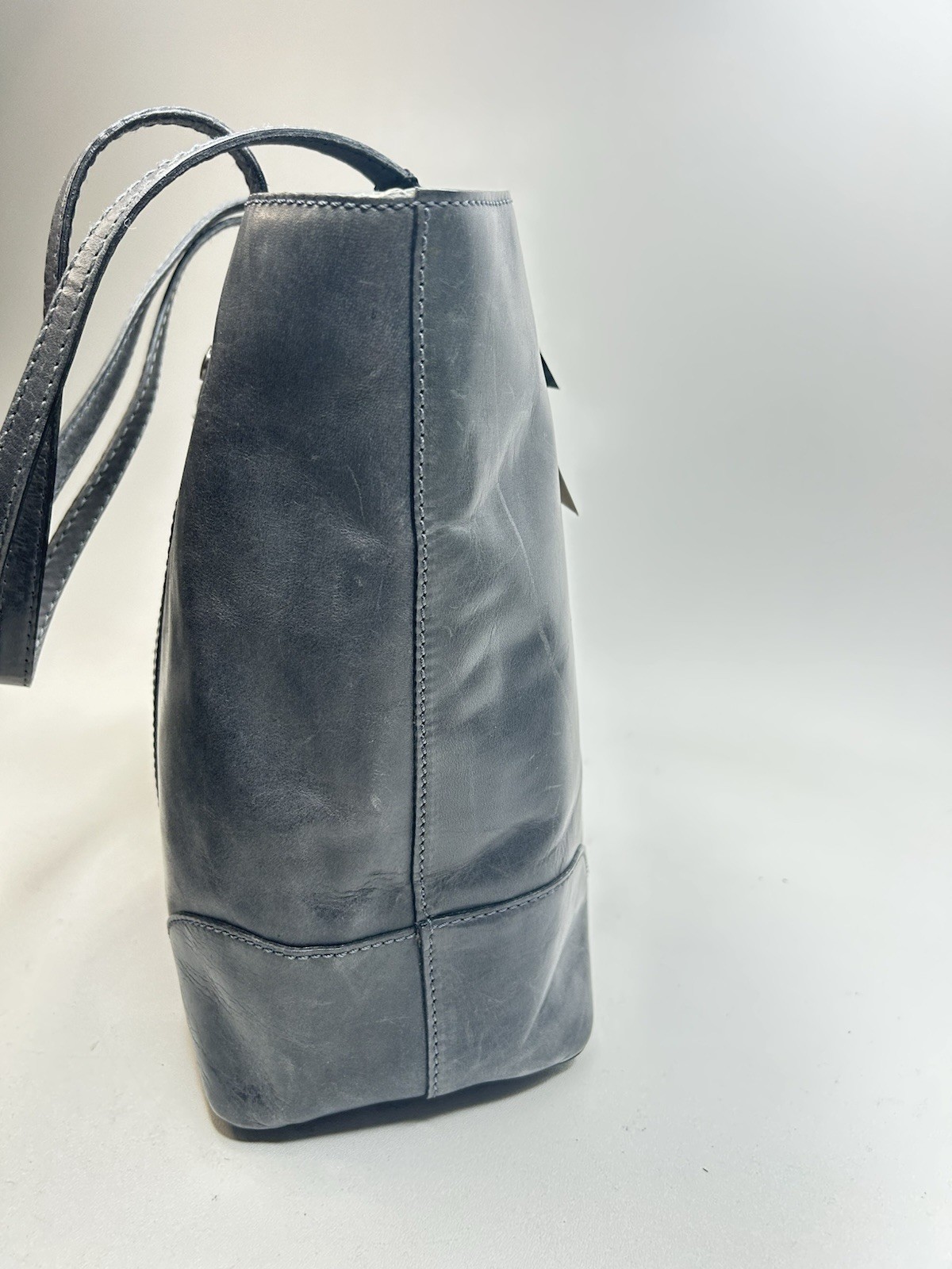 new FRYE MELISSA Carbon Gray Pull-Up Leather Tote Carryall Shopper Shoulder Bag