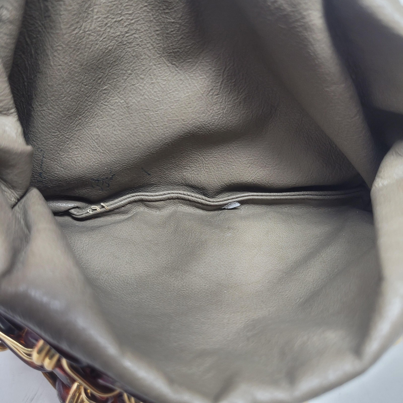 Vintage Tortoise Shell Chain Link Shoulder Bag Brown Leather Statement Disco 70s