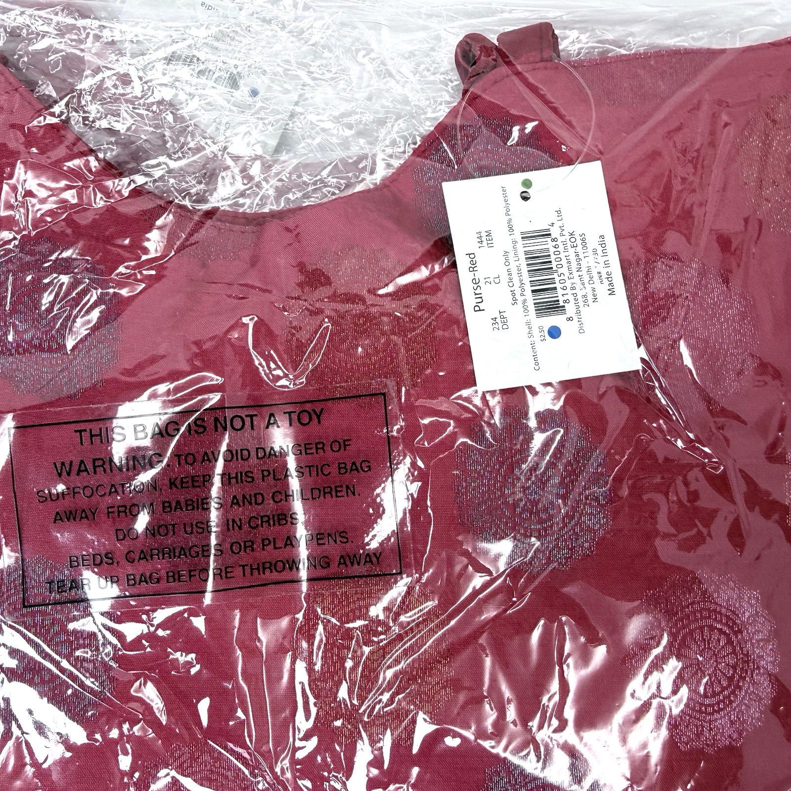 Exmart Red Purse Lot of 2 100% Polyester Spot Clean Made in India