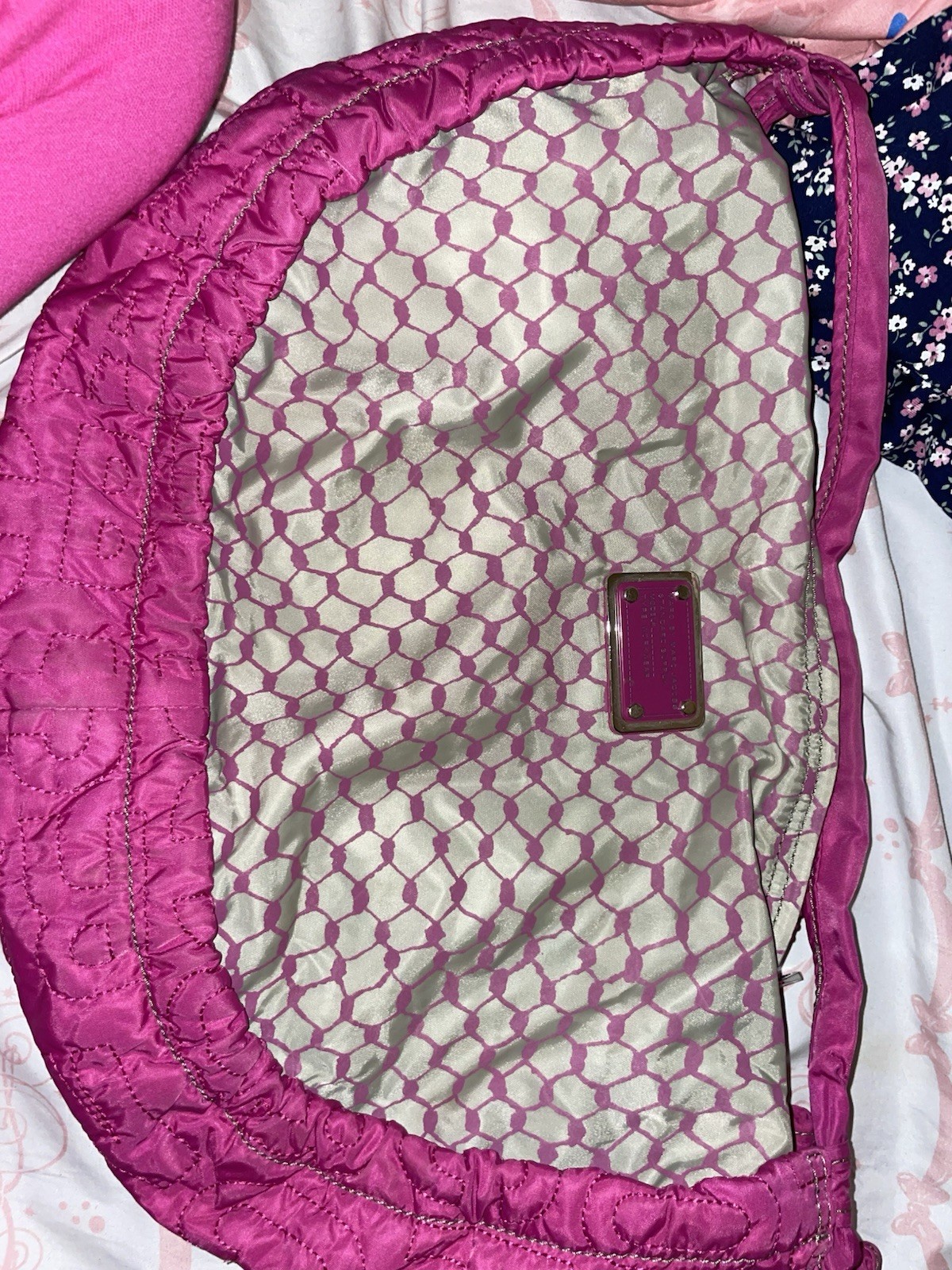 Marc by Marc Jacobs Pink Quilted Large Tote Zip Logo Lined Pockets Strap
