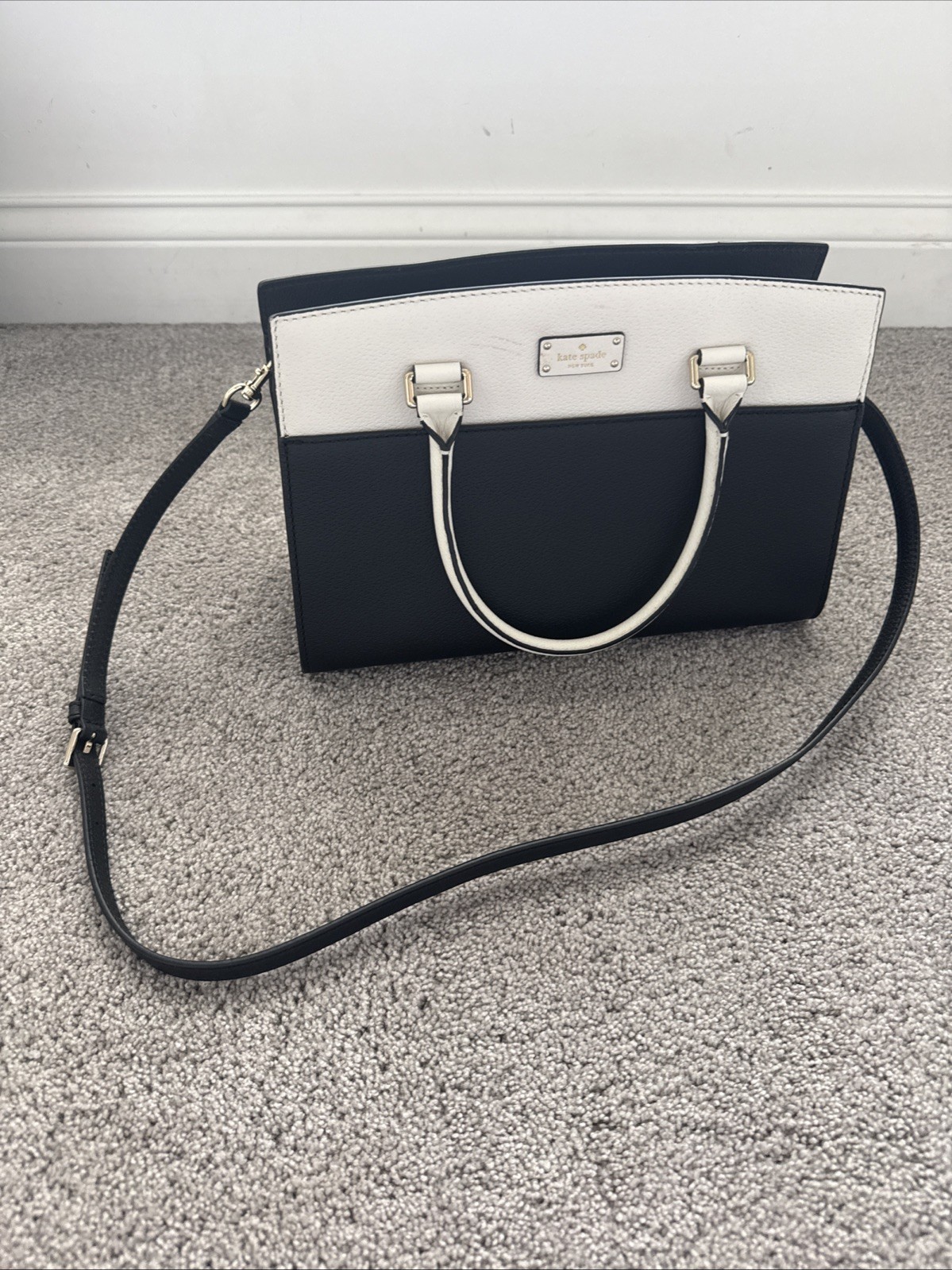 Kate Spade Grove Street Caley Leather Satchel – Black/Cemn