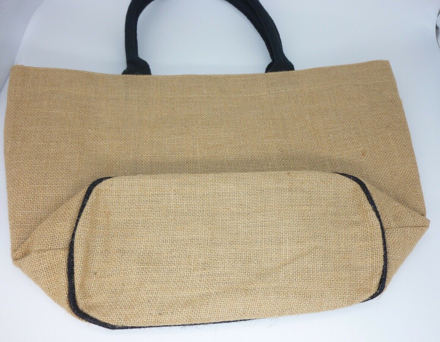 Burlap Atlanta Braves Shoulder Bag Black Handle MLB Logo 19″ Width & 12″ Height
