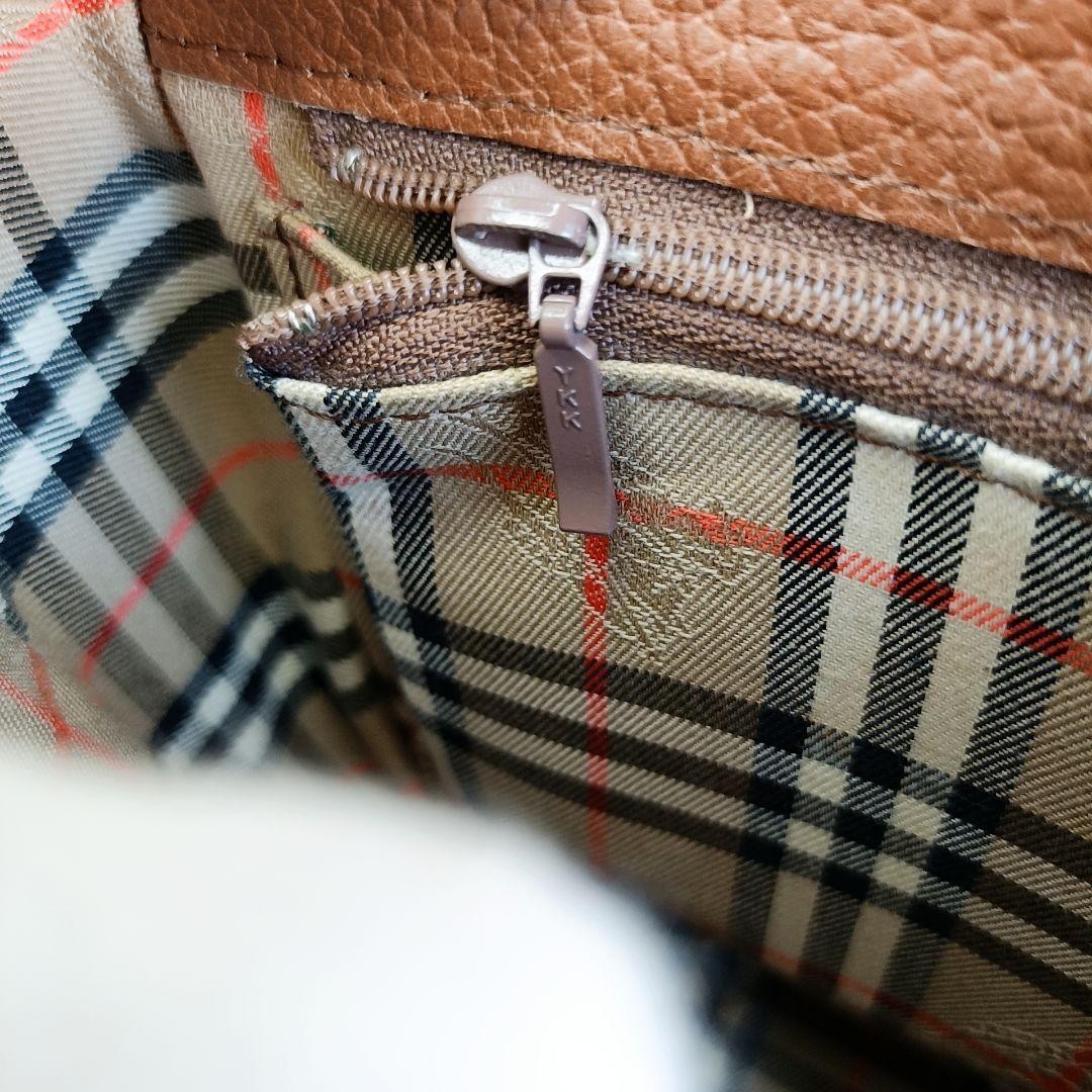 Burberry Shoulder Bag Nova Check Leather Brown Gold Logo Used 8.3×8.3×2.4 inches