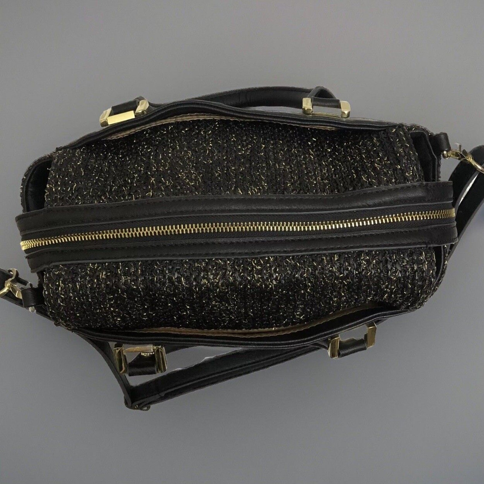 Large Cross Body Purse Black Gold Hardware & Sparkle Kate Landry Hand Bag
