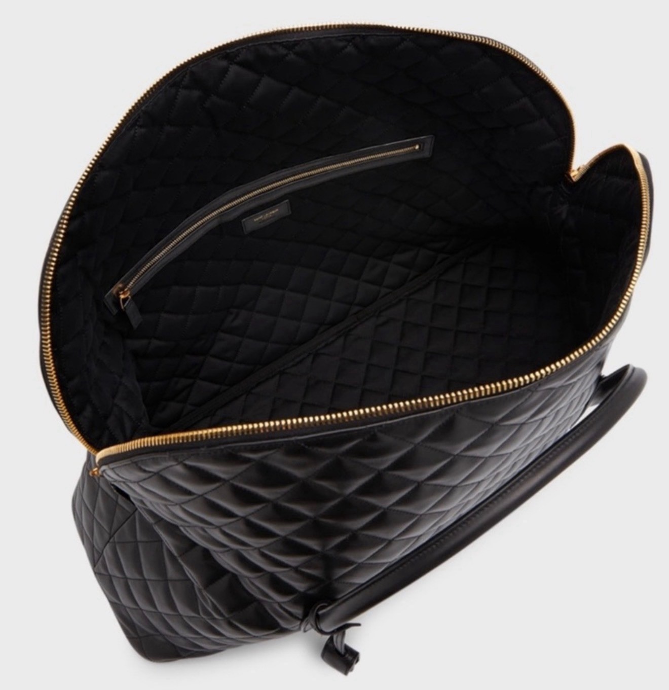 Saint Laurent Black Quilted Duffle Bag Gold Hardware Zip Closure Padlock