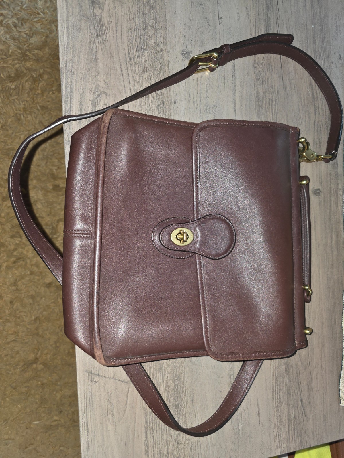Vintage Coach Willis Bag 9927 Top Handle Crossbody Mahogany Brown Leather