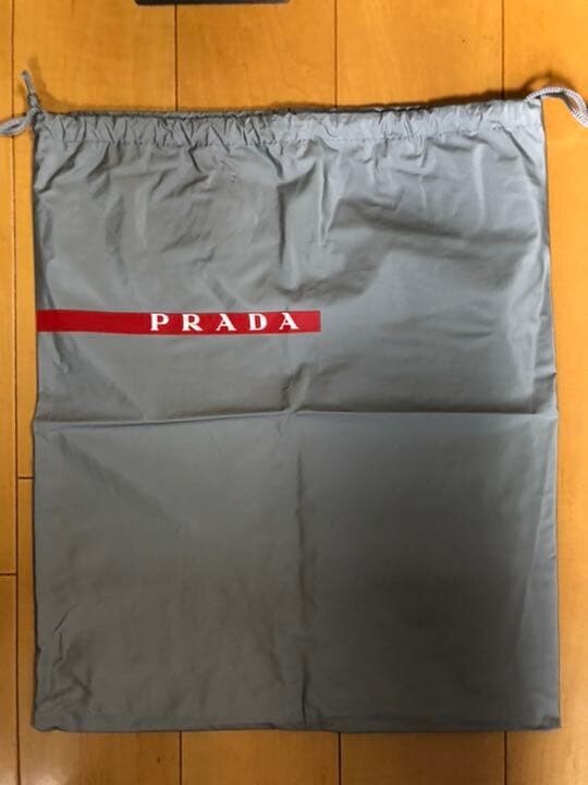 PRADA Gray Plastic Drawstring Pouch Bag Women 14.96 x 12.60 in 38 x 32 cm