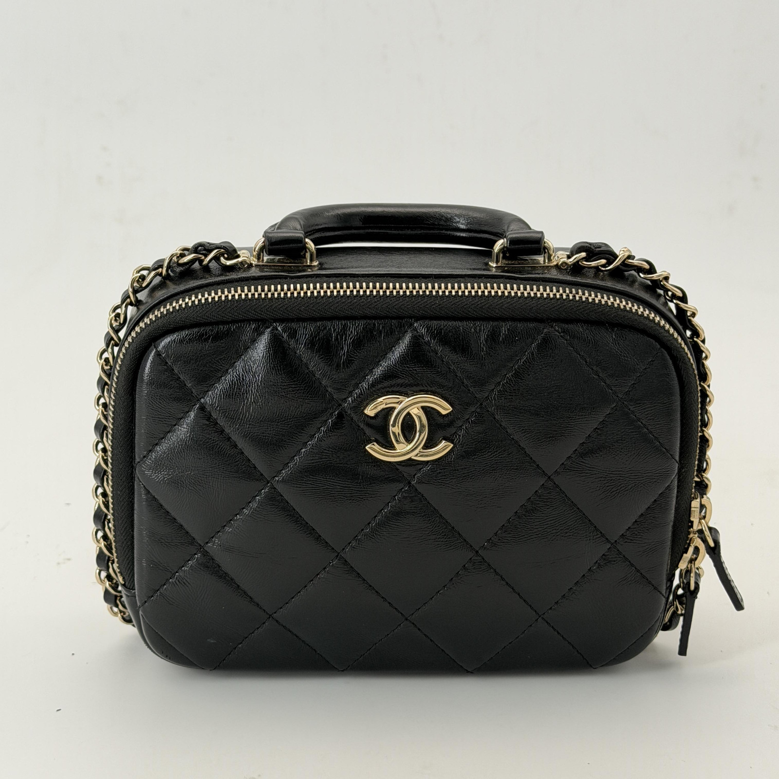 Chanel Black Camera Top Handle Crossbody Bag Lambskin