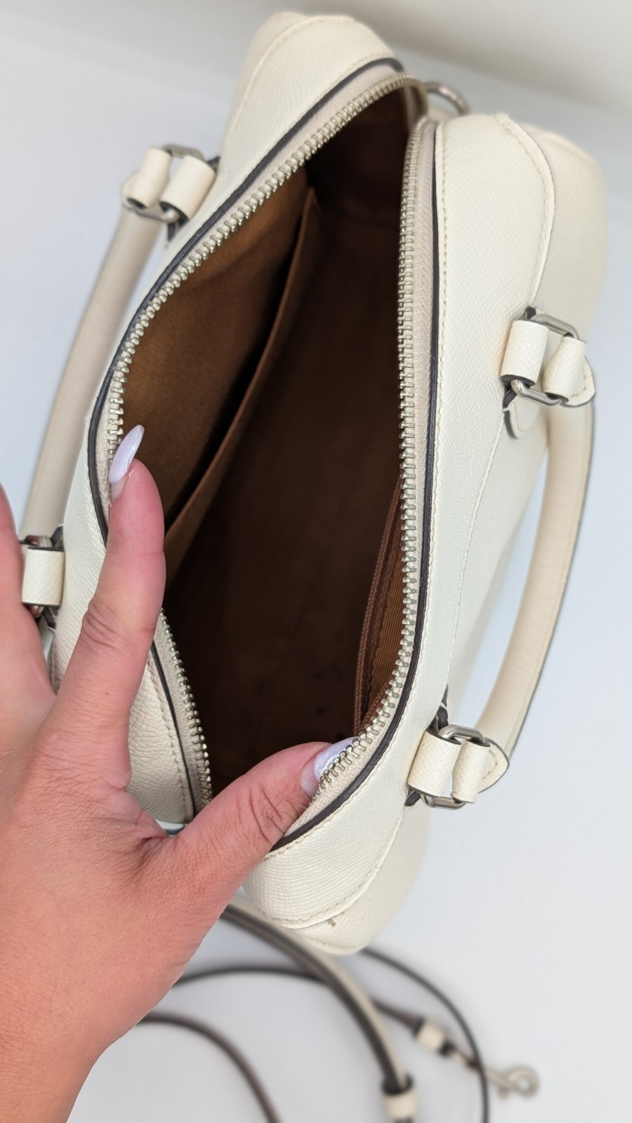 Coach x Pac-Man White Satchel Top Handle Zip Bag w/ Detachable Strap, Hang Tag