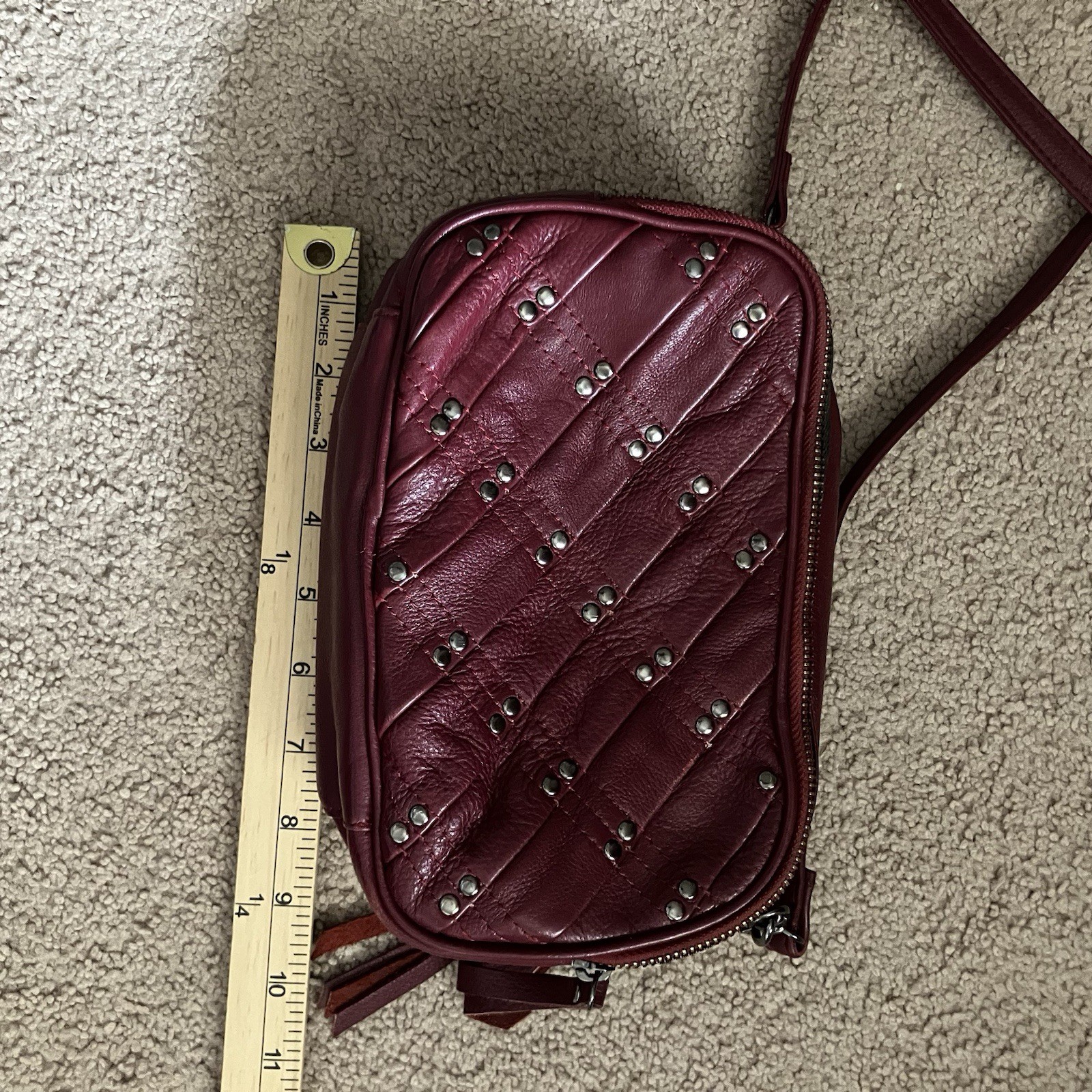 Joelle Hawkens by Treesje Sausalito Small Burgundy Leather Crossbody Bag Purse