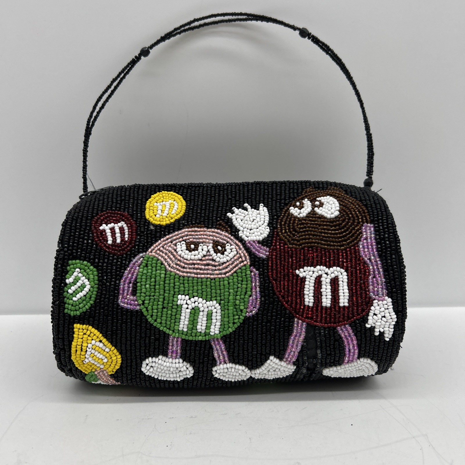 VTG M & M Candy Beaded Barrel Purse Clutch Bag – AS IS -Missing Beads