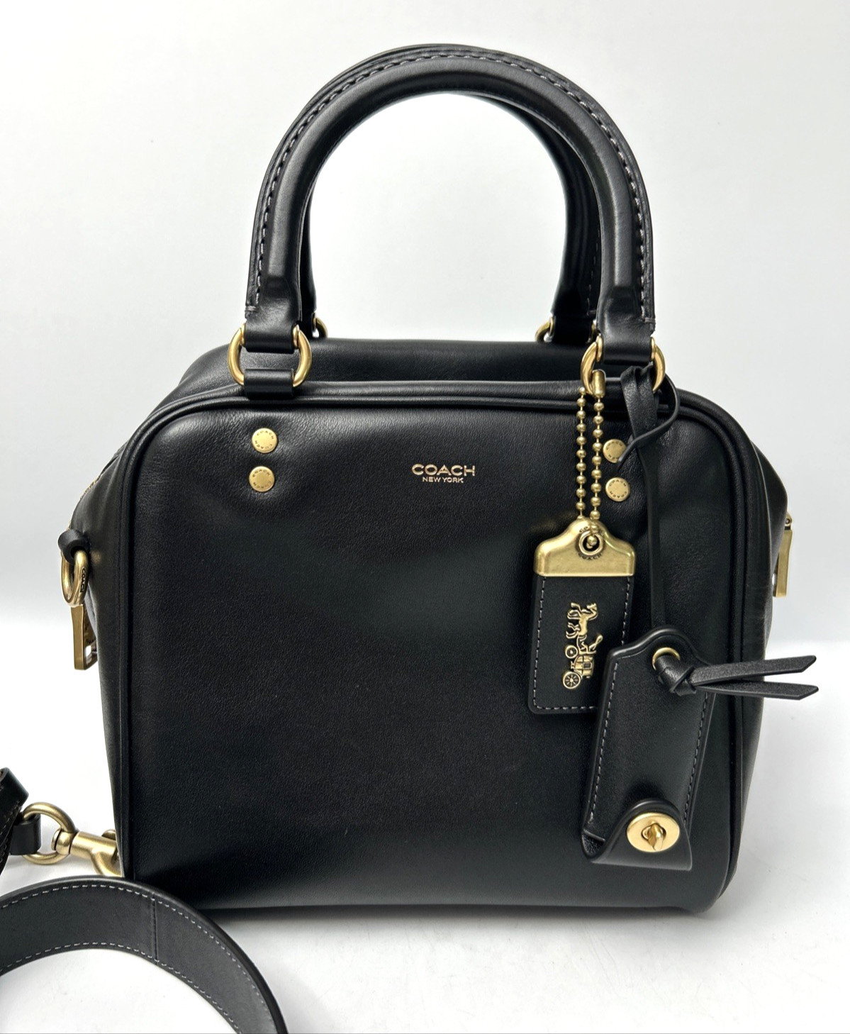Coach CCC91 Full Grain Leather Rogue Cube 20-Brass/Black