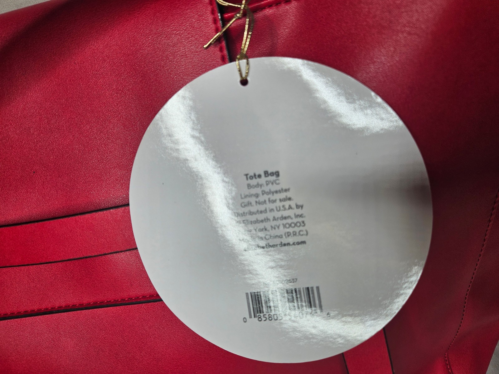 Elizabeth Arden Tote Bag Shoulder Handbag Red PVC Faux Leather Double Handles