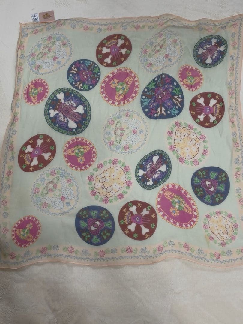 Vivienne Westwood silk scarf large orb skull all over pattern made in Japan