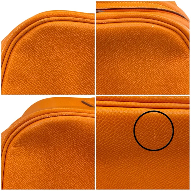 HERMES Sack Anvi 36 Orange Epsom Leather Handbag Square J #OKB2162