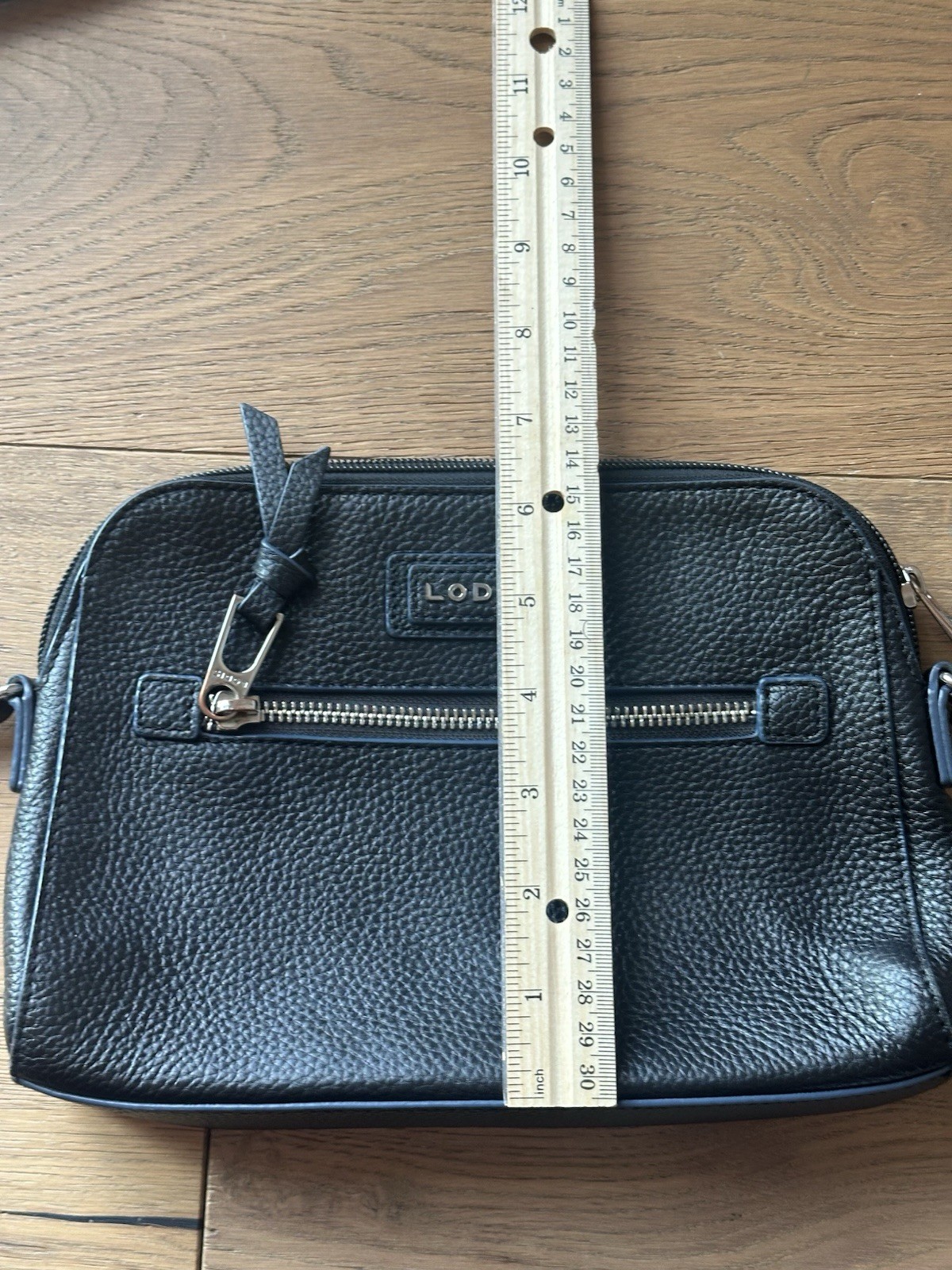 Lodis Charlotte Crossbody Black Pebbled Genuine Leather Purse Bag